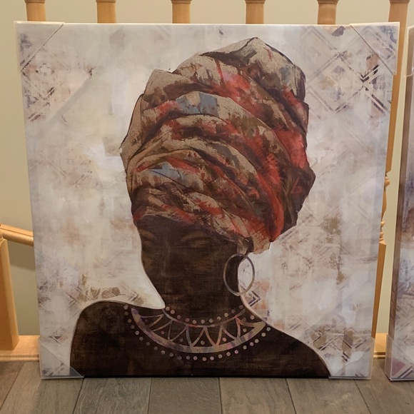 Elegant African Silhouette Wall Art Set - Brown and Cream - Picture 2 of 6